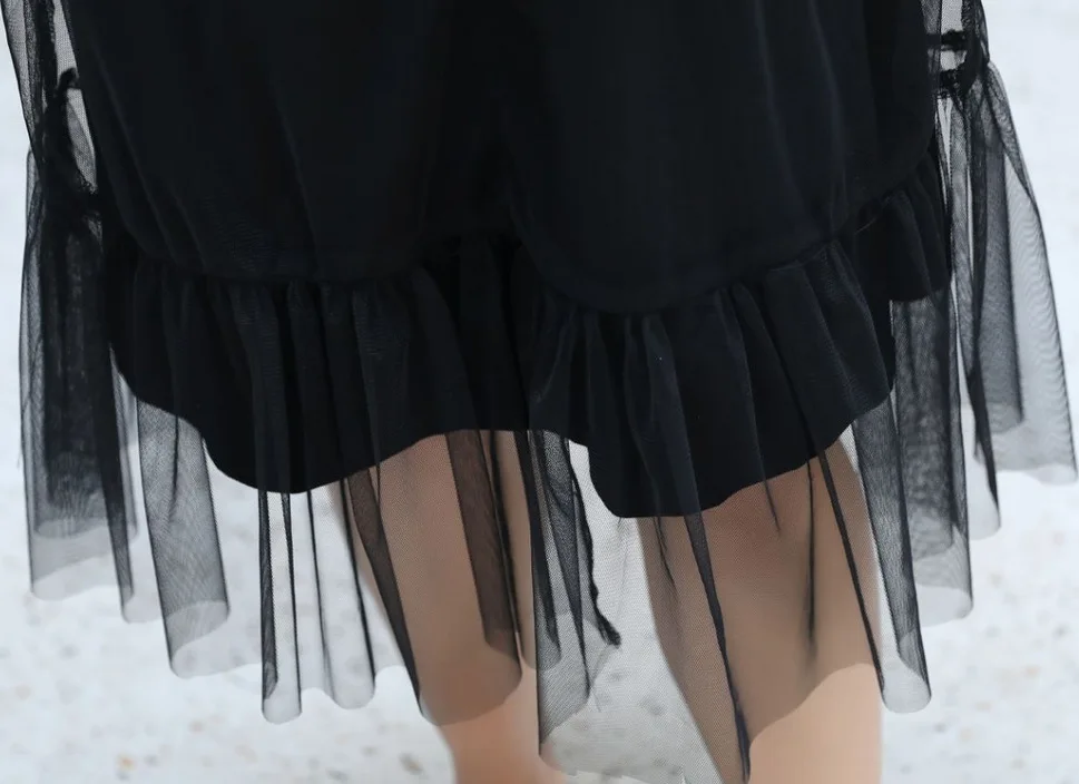 4XL-8XL летнее женское Сетчатое платье, повседневное, 5xl, плюс размер, черное платье с буквенным принтом, с оборками, с круглым вырезом, 6xl, 7xl, большие размеры, женские свободные платья