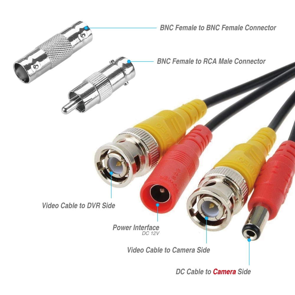 Tonton 30 м BNC RCA кабельная камера CCTV POE + коннектор постоянного тока Коаксиальный
