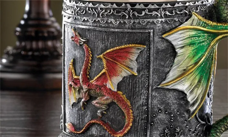 3D кружка для пива из смолы и нержавеющей стали Fly Dragon, 350 мл, супер крутая кофейная кружка, индивидуальная кружка для бара, бара, посуда для напитков, Декор, Прямая поставка