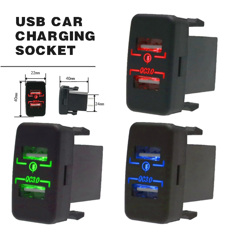 QC 3,0 Автомобильное зарядное устройство розетка двойной USB порт адаптер питания для быстрой зарядки розетка для смартфона быстрое зарядное устройство цифровой адаптер питания