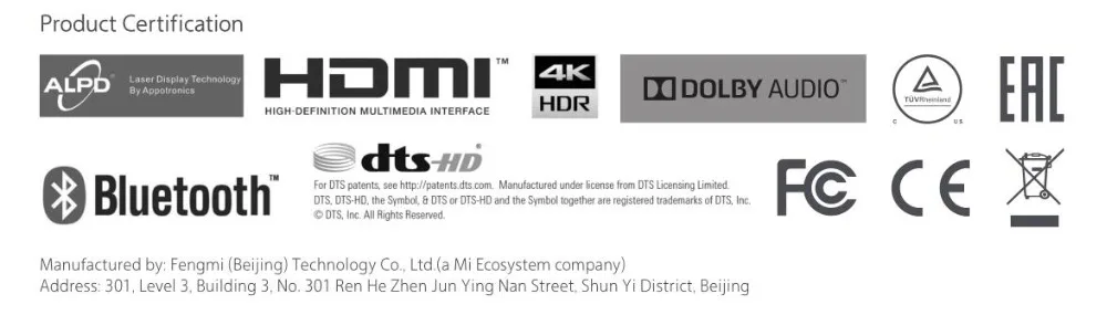 Лазерный Проекционный телевизор Xiaomi Mijia 150 дюймов 1080 Full HD 2,4G/5G Bluetooth 3D Поддержка 4K видео ТВ Android Dolby DTS