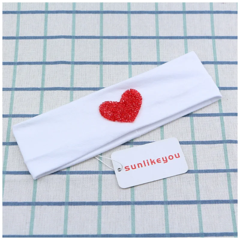 Sunlikeyou Rhinestone Love Headband For Girls Cotton Fabric Elastic Kid Baby Turban Newborn Hair Accessories | Детская одежда и