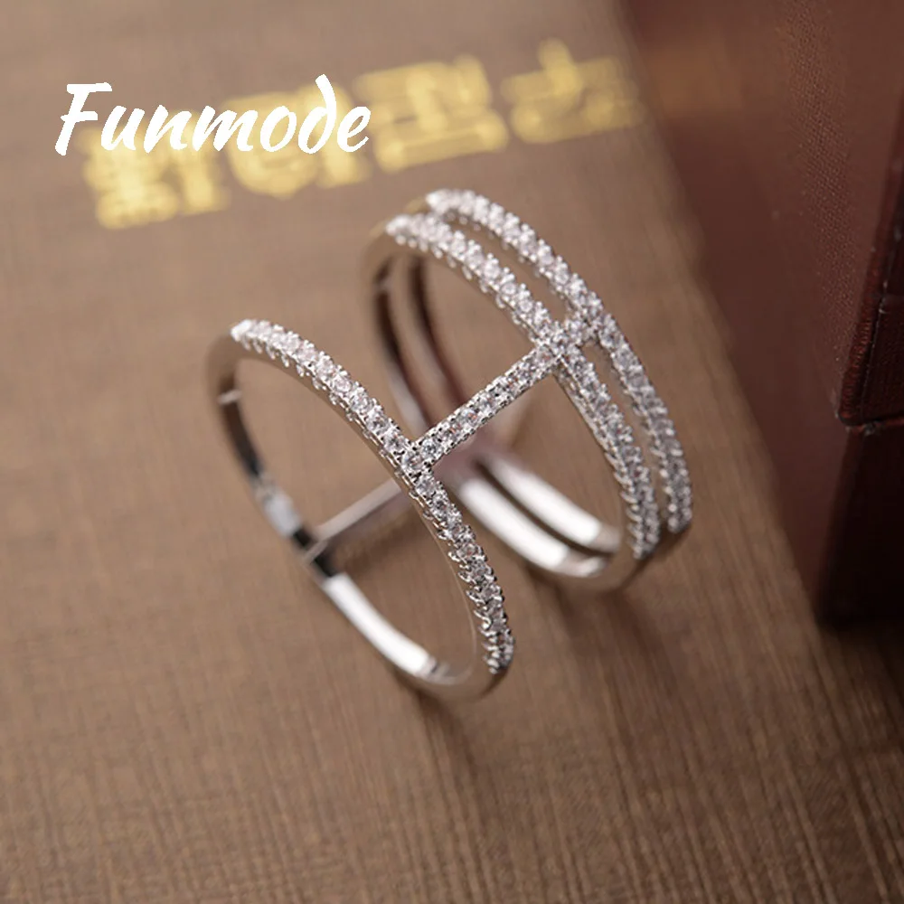 Funmode Последняя мода AAA кубический цирконий паве белые кольца для женщин подарок