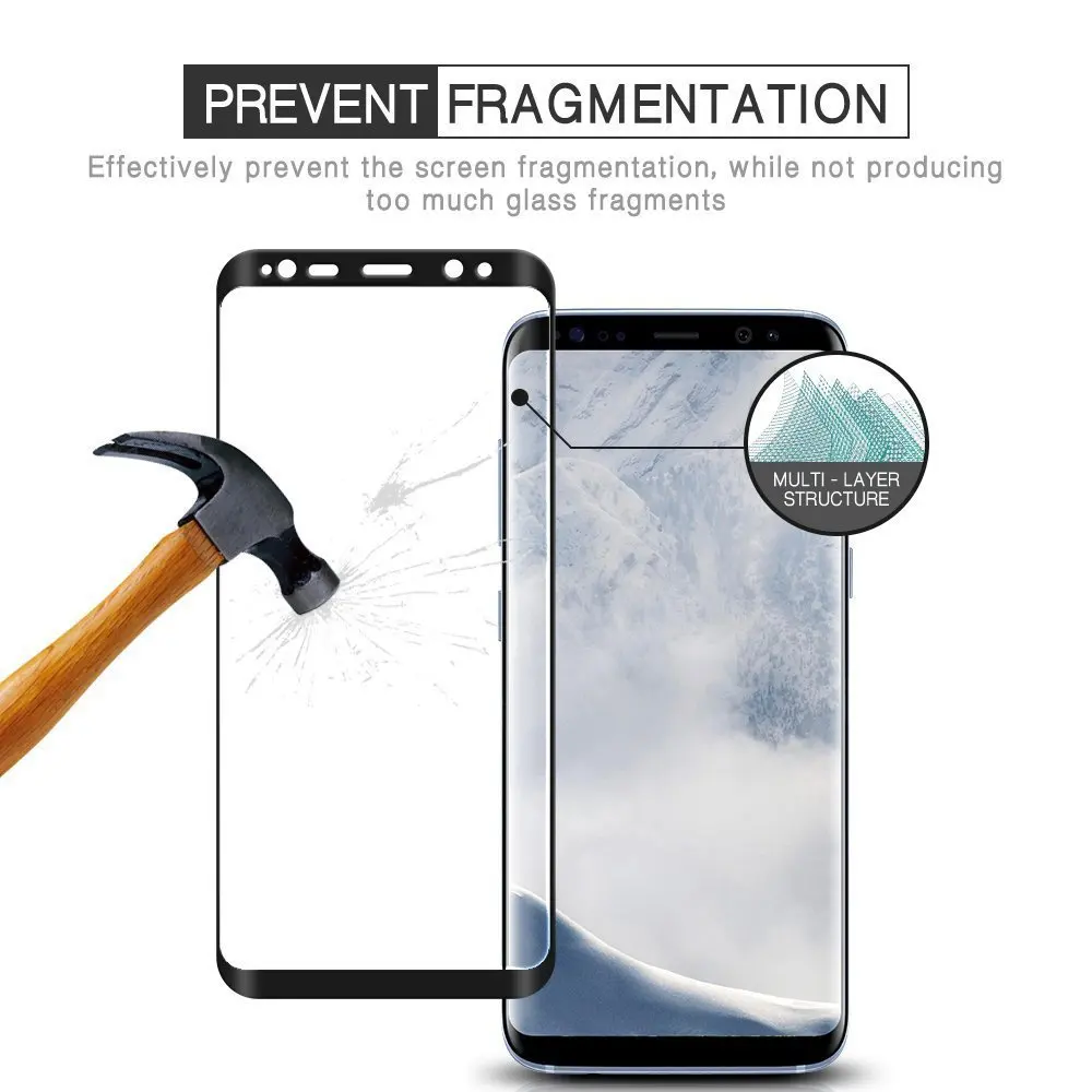 3D полное покрытие экрана стеклянная пленка для Samsung Galaxy S6 S7 Edge S8 S9 Plus + Note 8 A3 A5 A7 2017