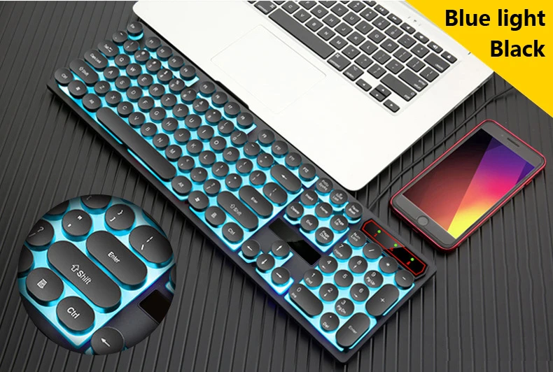 USB Проводная Ретро Паровая панк компьютерная клавиатура светодиодный с подсветкой игровая клавиатура для PC Gamer Mac Настольный Ноутбук эргономичный дизайн