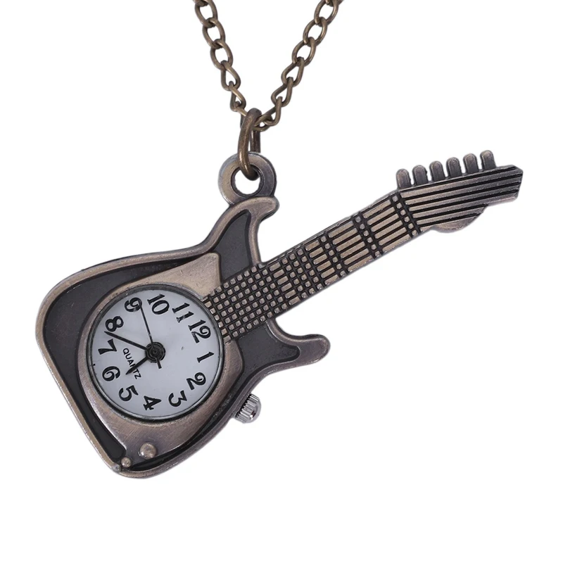 Quartz Pocket Watch Bronze Classic Violin Shape Creative Fashion Women Gifts Personality Antique Pendant Charm Watches Chain | Наручные