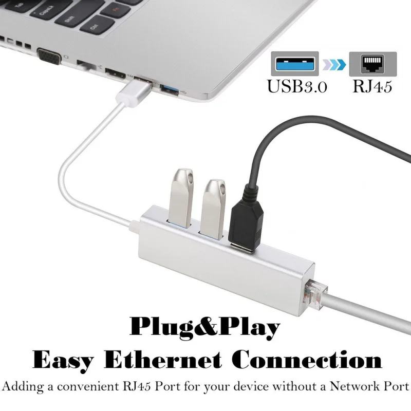 3 порта USB 0 гигабит Ethernet Lan RJ45 сетевой адаптер концентратор до 1000 Мбит/с ПК |