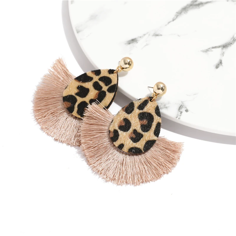 Цветные леопардовые висячие серьги подвески в форме коровы Круглый Гепард из