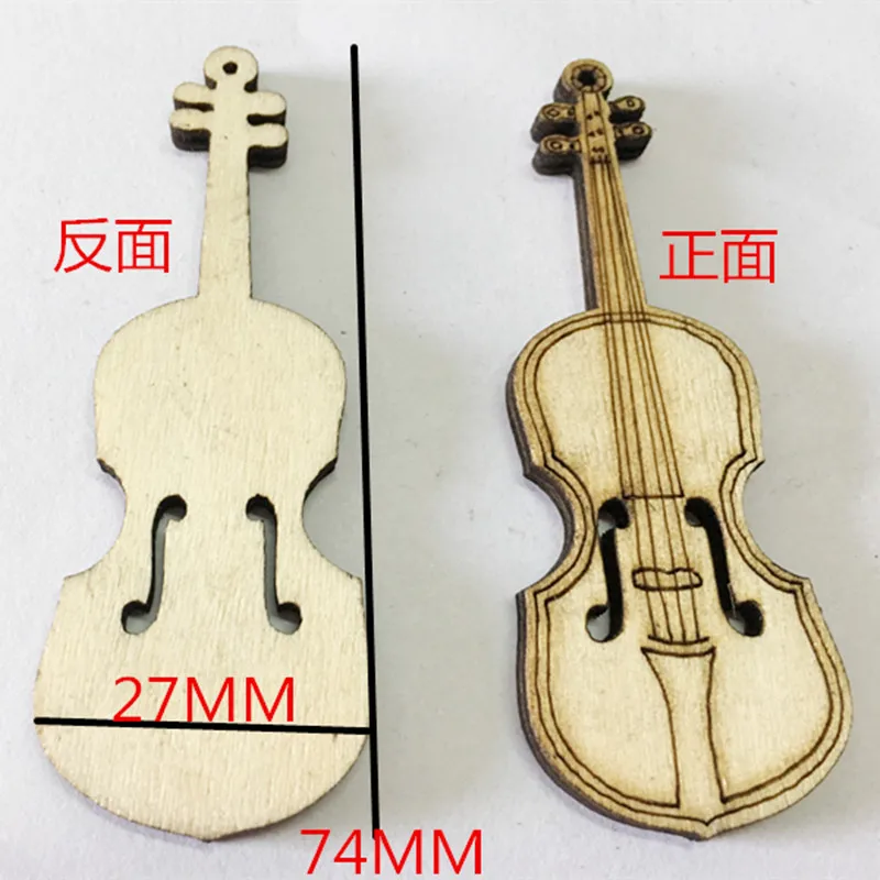 75*27*4MM Guitar Die Cutting Wood Slices Hanging Wall Wooden Decoration Crafts Accessories Diy Pattern Supplies | Дом и сад