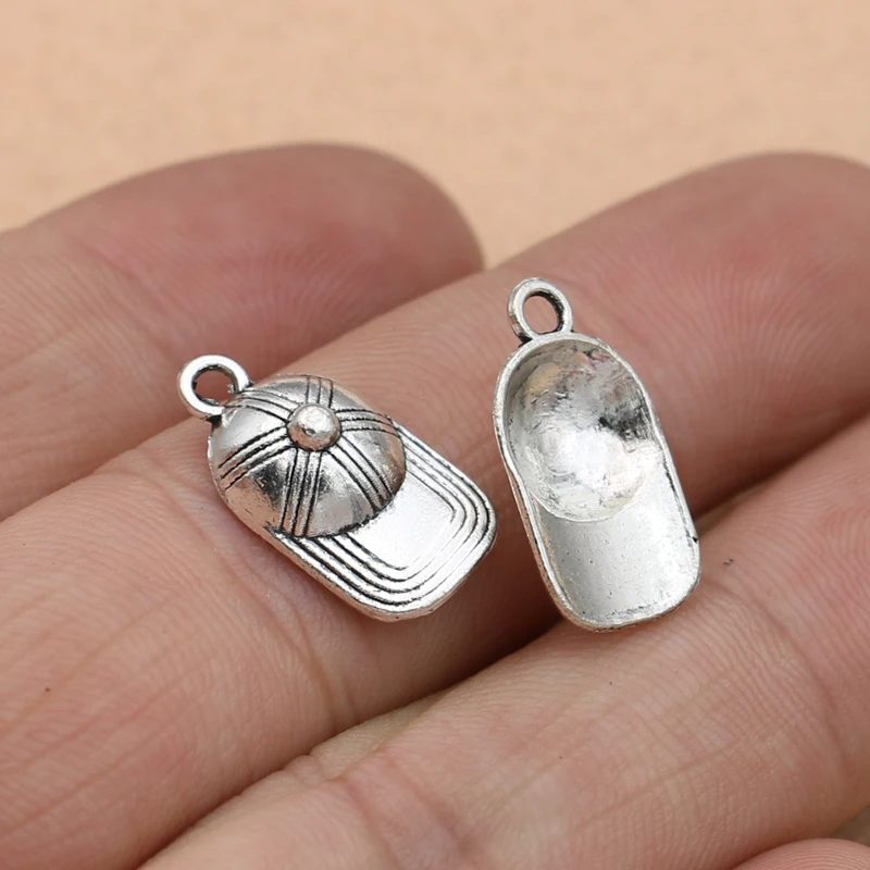 10pcs Tibetan Silver Plated Baseball Hat Charms Pendants for Jewelry Diy Bracelet Findings 19x10mm | Украшения и аксессуары
