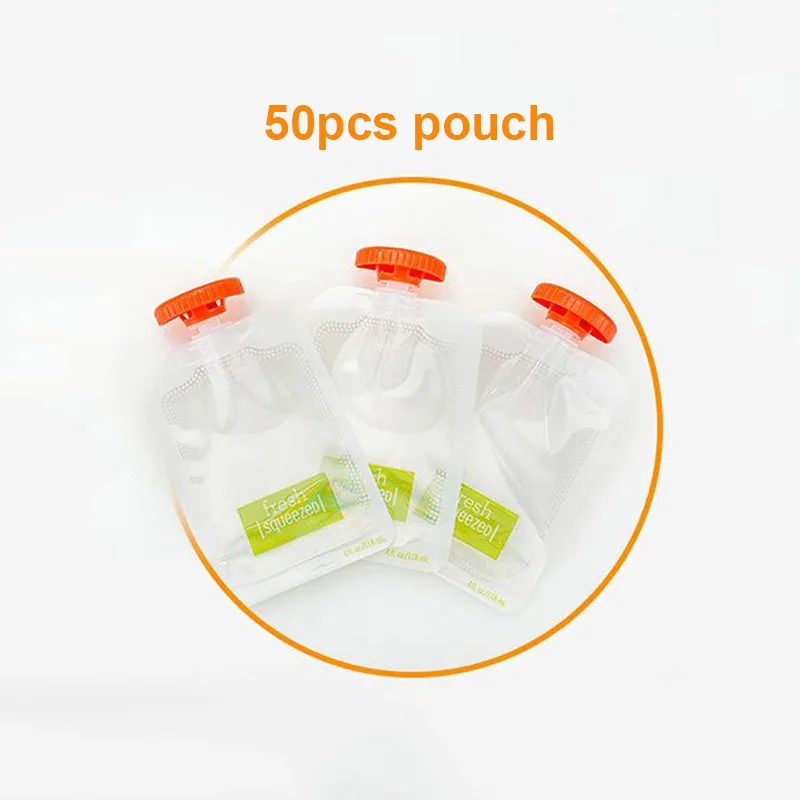 Disposable 50 Pouch Устройство для приготовления детского питания; контейнеры для кормления детей; контейнер для хранения сока для малышей; Устройство для выдавливания пищи с мешками для хранения фруктовых пюре - Цвет: Disposable 50 Pouch