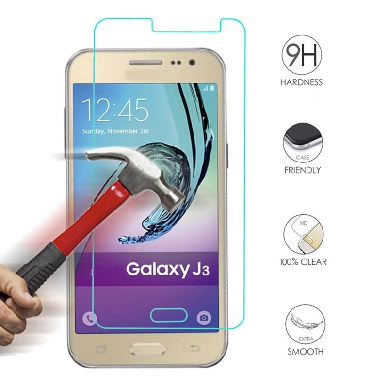 Для Samsung Galaxy J3 2016 Закаленное стекло протектор экрана для Передний экран J320