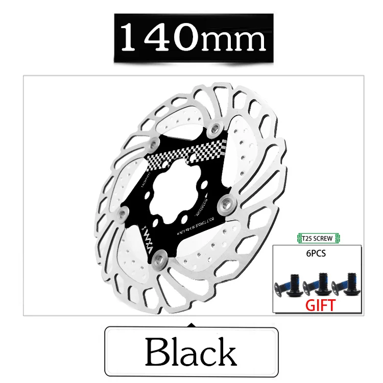 140mm Black VXM Велосипедный тормозной охлаждающий диск плавающий ледяной ротор для MTB шоссейного велосипеда 203 мм 180 мм 160 мм 140 мм охлаждающие тормозные роторы детали велосипеда - Цвет: 140mm Black