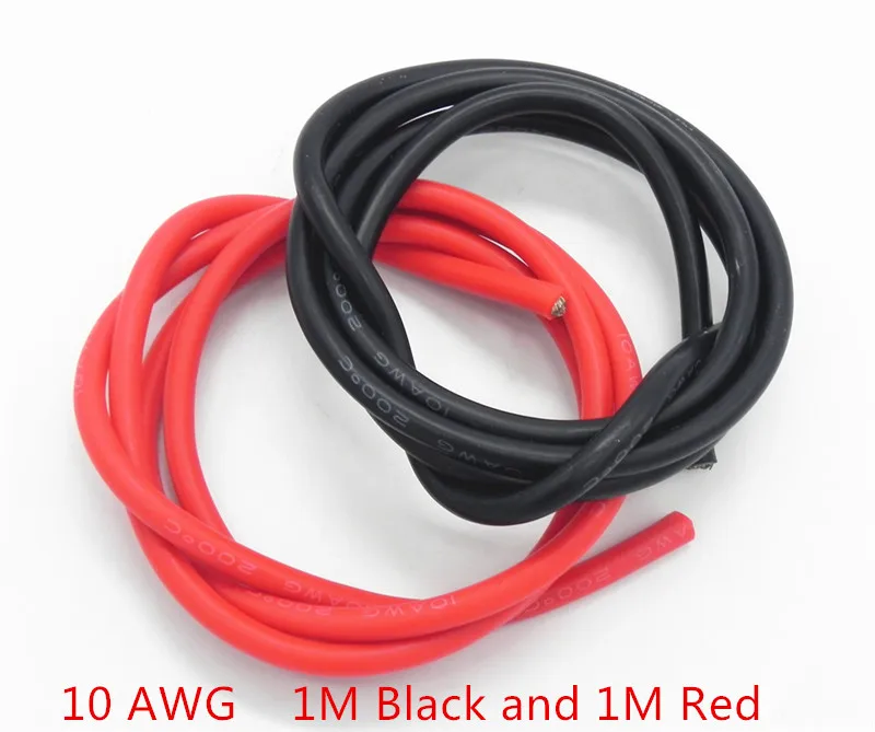 50 компл./лот 10AWG 1 м черный + красный Силиконовый кабель провод/силикагелевый