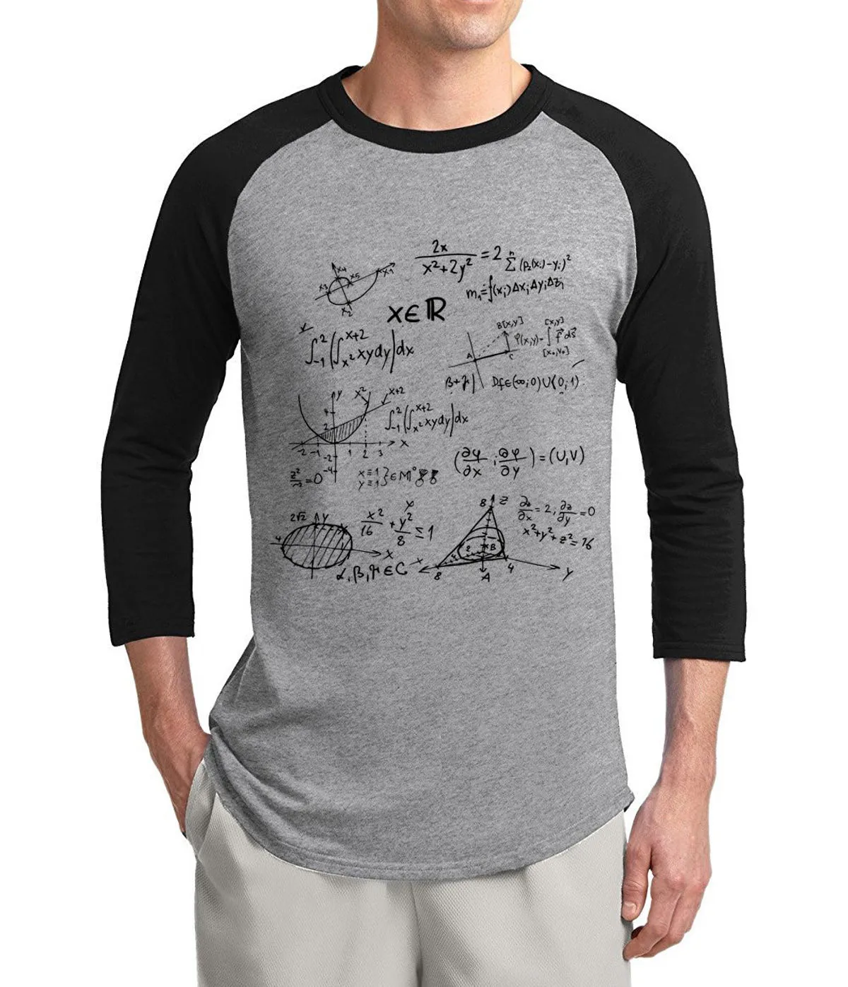 adult Math Formula science t shirt men 2017 new summer three quarter sleeve 100% cotton raglan t-shirt Camiseta Masculino S-2XL | Мужская