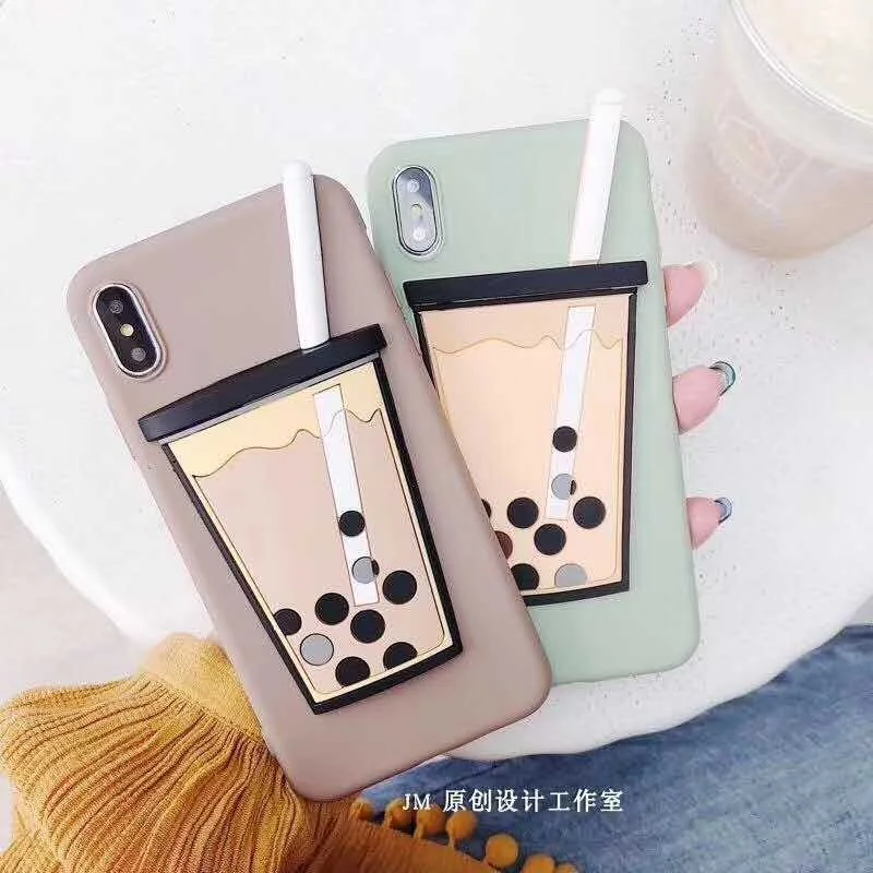 Корейский 3D чехол для телефона с пузырьками чая iPhone XS MAX XR чехлы Матовая Мягкая