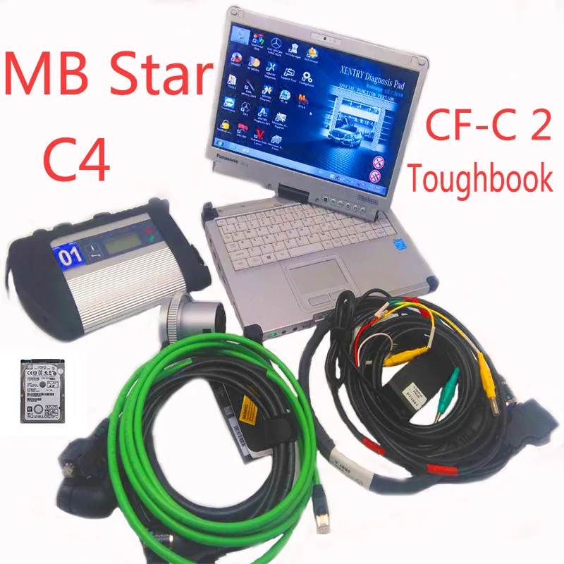 C4 with laptop HDD Новинка-09 программное обеспечение forMB Star SD Подключение C4 с ноутбуком CF-C2 i5 для Dignosis C4 автомобильный диагностический инструмент SD компактный 4 OBD2 сканер - Цвет: C4 with laptop HDD
