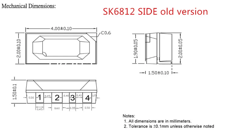50-1500 шт. SK6812 SIDE-A 4020 WS2812B IC светодиодный чип бокового освещения SMD 4020 RGB полосы экрана 5 в индивидуально адресуемых