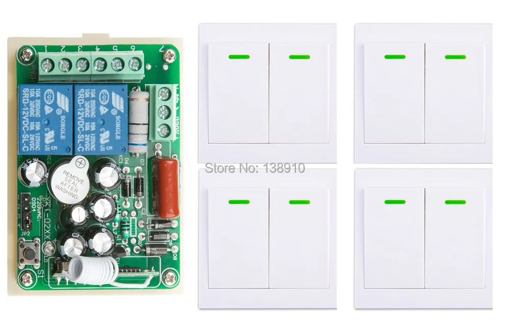Новый AC220V 2CH беспроводной фотоприемник + 4 * настенная панель дистанционный