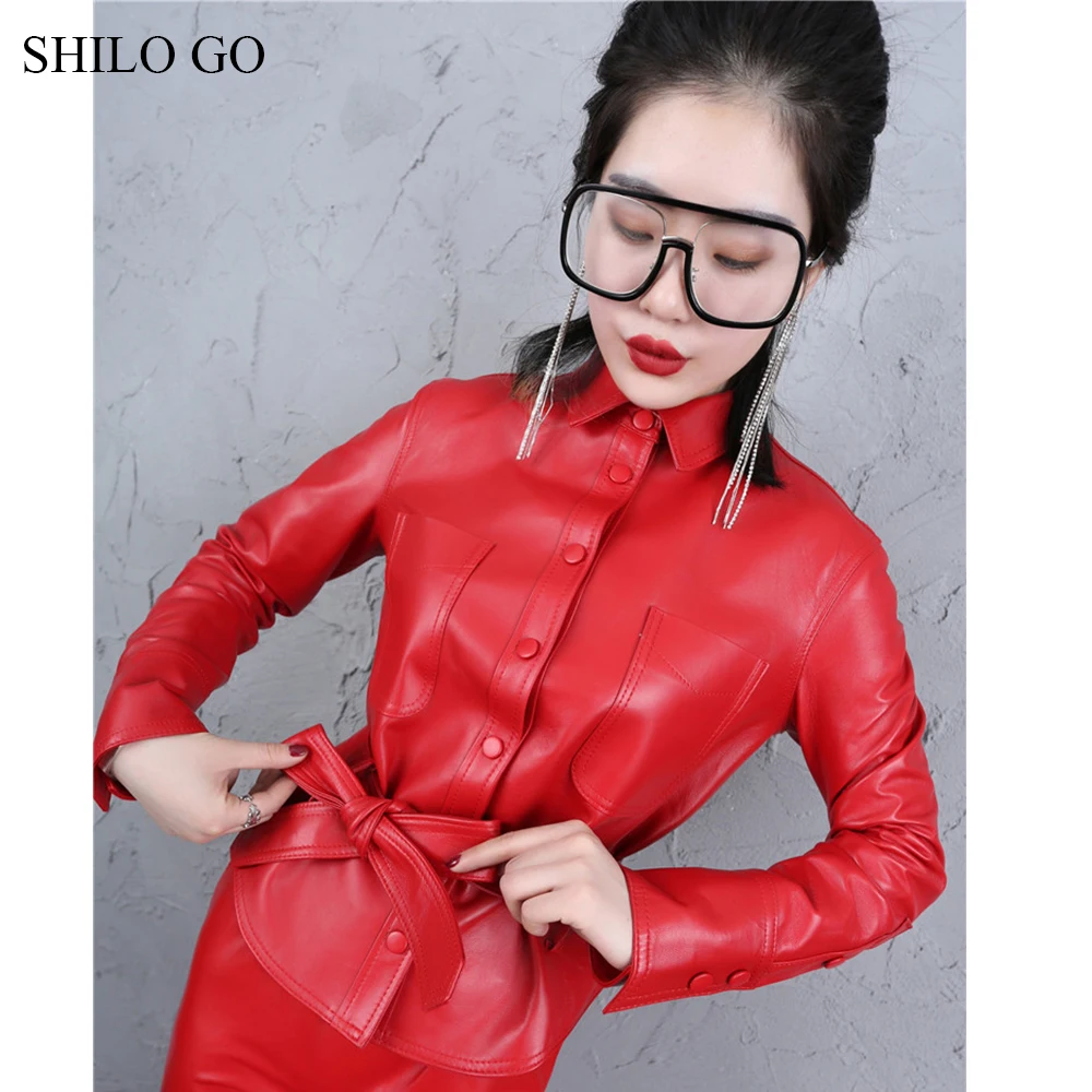Куртка SHILO GO женская весенняя модная из натуральной овчины с отворотным