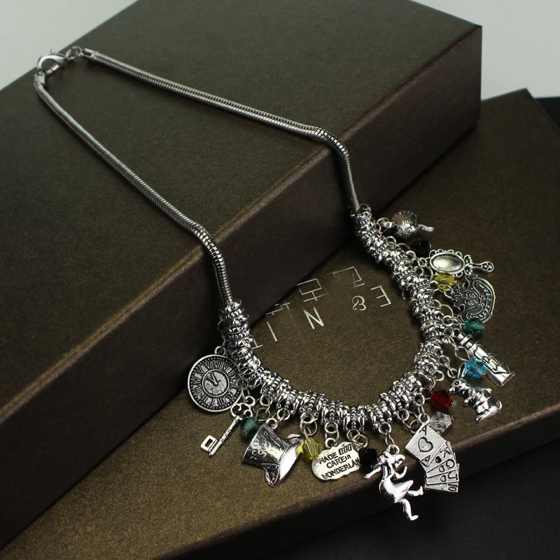 Женские ожерелья с кулоном Eat Me Alice In Wonderland кристаллами|alice in|alice in wonderlandstainless steel