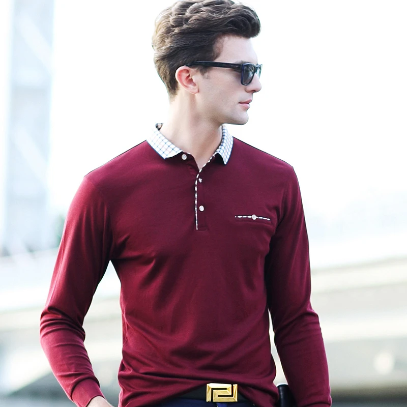 Hommes de chemise a manches longues POLO explosion models revers hommes dage moyen casionnels livraison|Поло| |