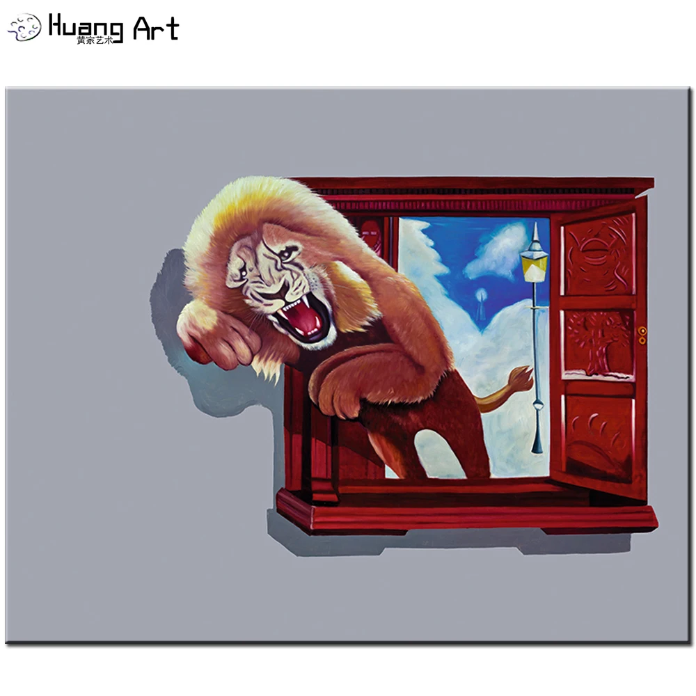 3D картина маслом для гостиной декор с принтом острых Львов современные животные