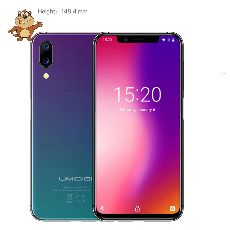 UMIDIGI One Pro 4 Гб + 64 смартфоны две задней камеры лицо ID 5 9 дюймов Android 8 1 Беспроводная