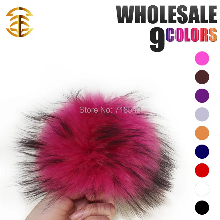 

handmade raccoon fur ball 12-13cm pom poms fur hat caps colours available gift for children accessory fur balls