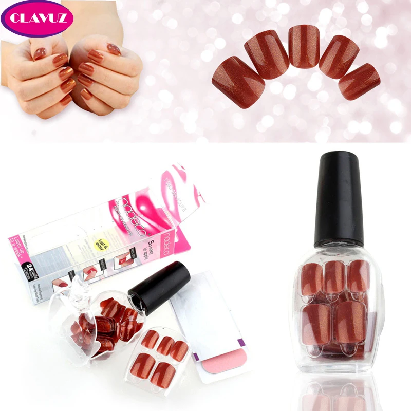 CLAVUZ False Nails Tips Press On Manicure Gel Polish fake nails Nail Art Design Short Length Artificial | Красота и здоровье
