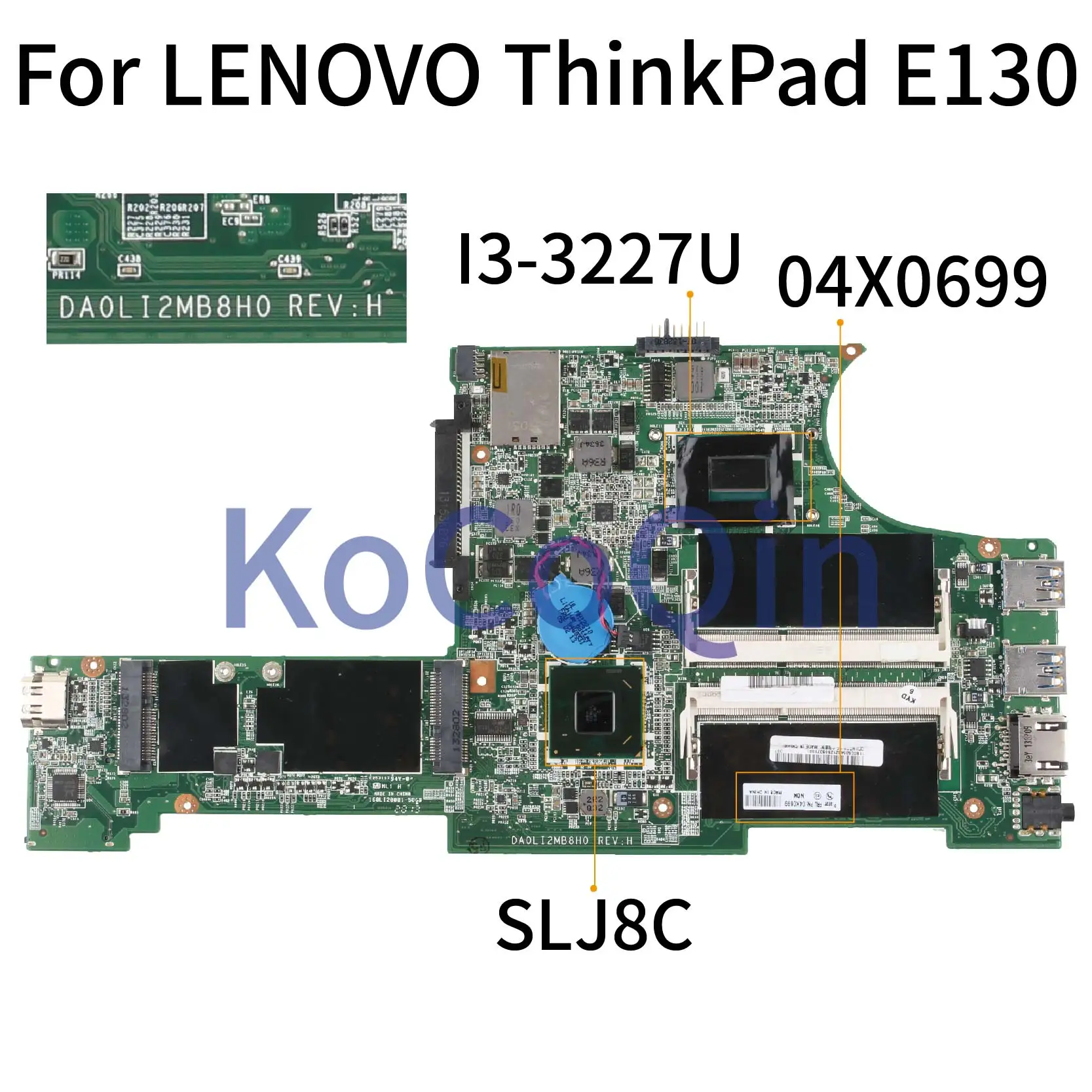 KoCoQin материнская плата для ноутбука LENOVO ThinkPad Edge 130 E130 I3 3227U 04X0699 DA0LI2MB8H0 SR0XF