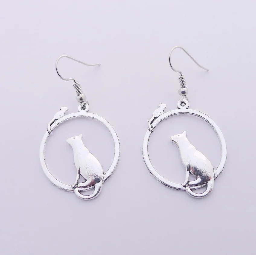 Круглые свисающие серьги с кошачьими ушками 2 пары лучшие женские дешевые