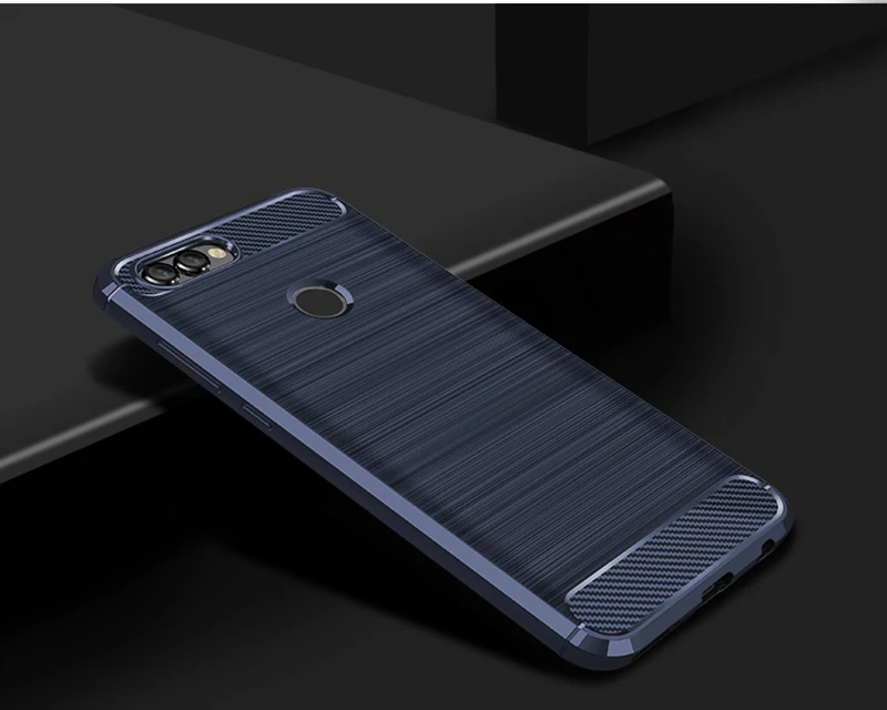 Углеродного волокна телефон чехлы для Huawei P Smart csae силиконовая Мягкая задняя
