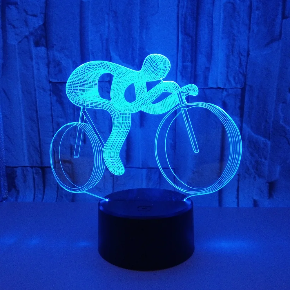 

Ride Bike 3D Night Light LED 7 Color Changing 3D Visual lamp LED AA Batteries Usb Table Lampara Lampe For Children Gift Toys