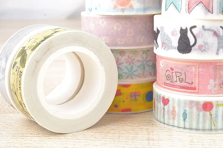 

Creative Cute beautiful cartoon hand tore Washing tape 15mm*7m Student diary DIY decoration tapes kawaii stationery Supplies