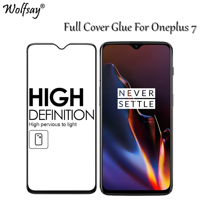Закаленное стекло с полным покрытием для OnePlus 7 защита экрана клеем 9H Защитное