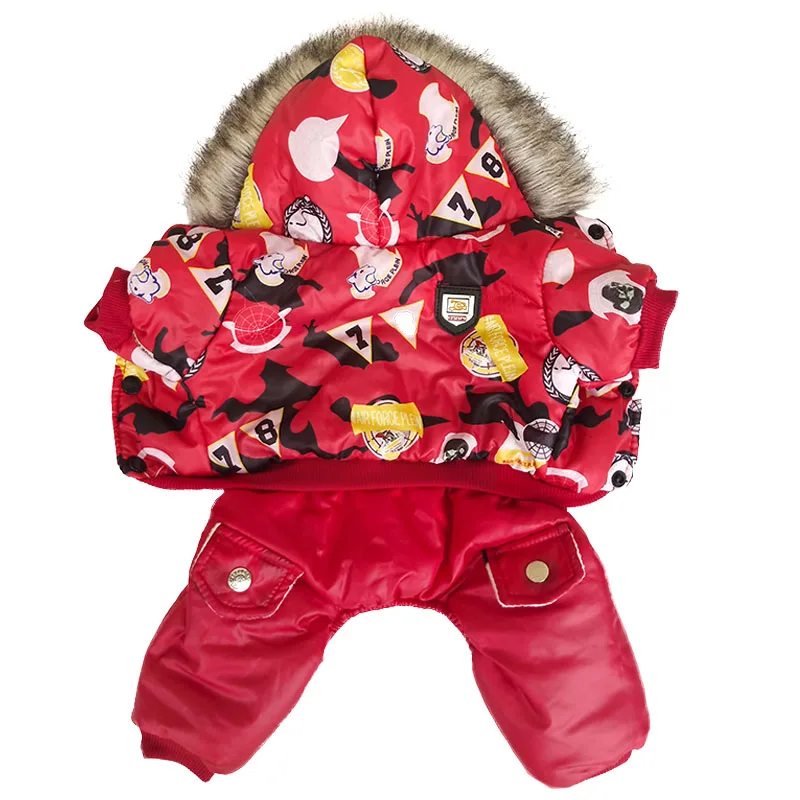 New Popular Hooded Warm Winter Thickness Pet Dog Clothes With Printing Pattern Cat Puppy Dogs Coat Jackets From S-XL