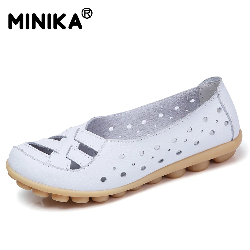 Модные женские туфли на плоской подошве из натуральной кожи с отверстиями