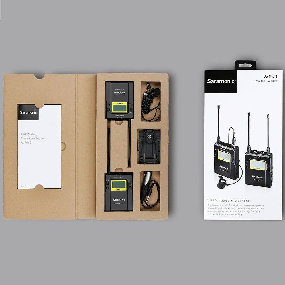 Saramonic UWMIC9 вещания UHF камера беспроводной петличный микрофон системы Передатчики+ один приемник для DSLR видеокамеры