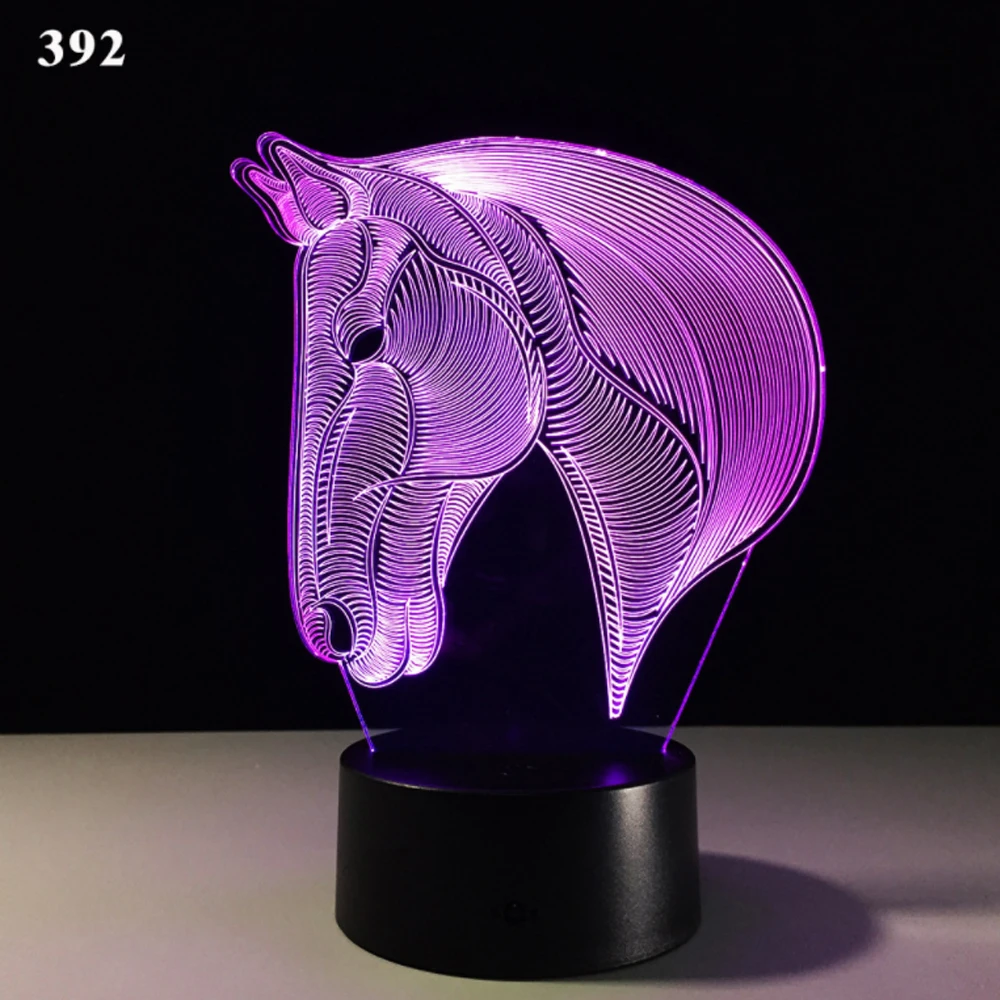Новая Лошадь 3D ночник креативный 3 D лампа визуальное освещение для украшения