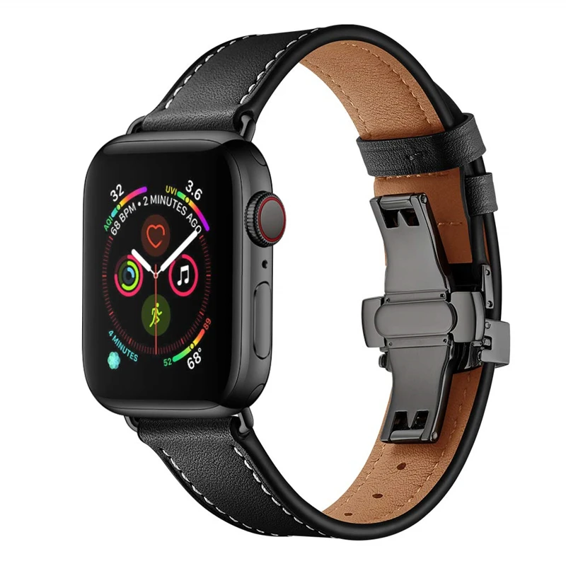 Ремешок из натуральной кожи для Apple Watch 4 Band 40 мм 44 сменный Браслет iWatch 1/2/3 38 42