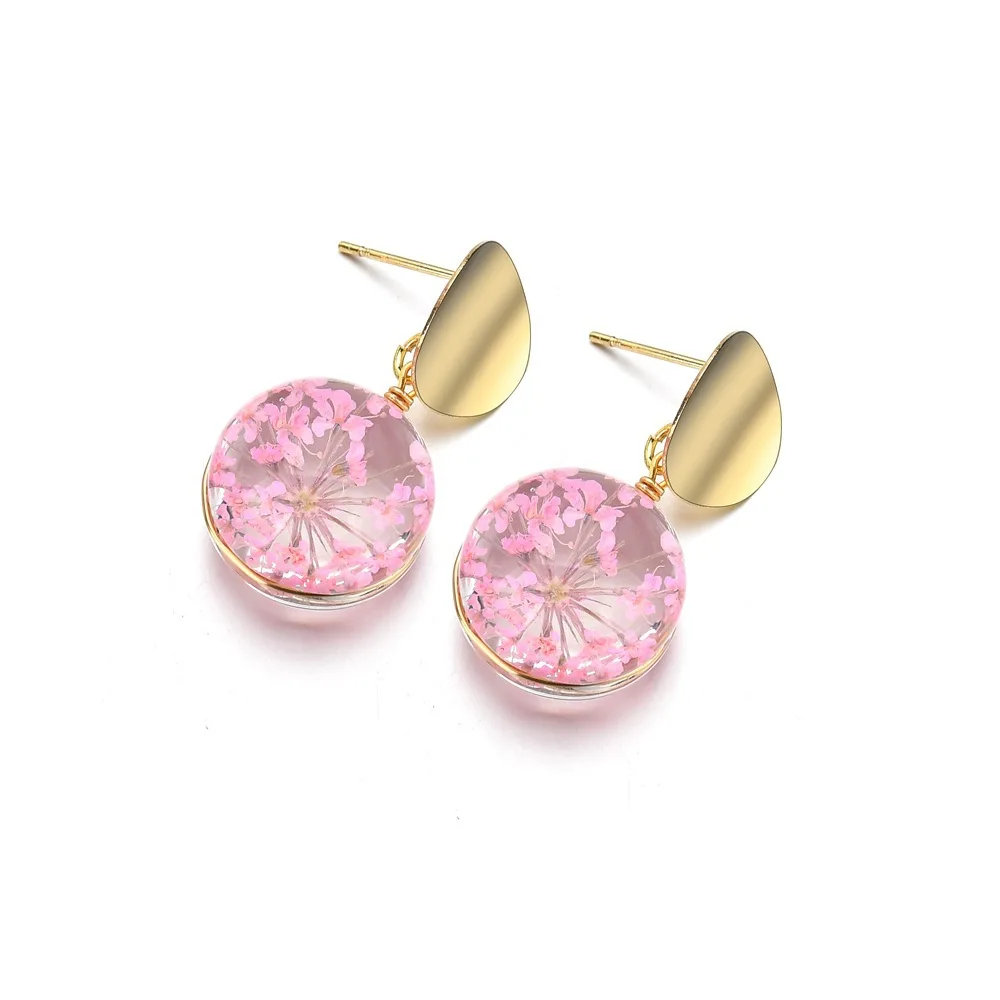 New Metal Sequins Round Earrings Transparent Glass Ball Flowers Dangle Drop For Women Fashion Jewelry Oorbellen Brincos | Украшения и