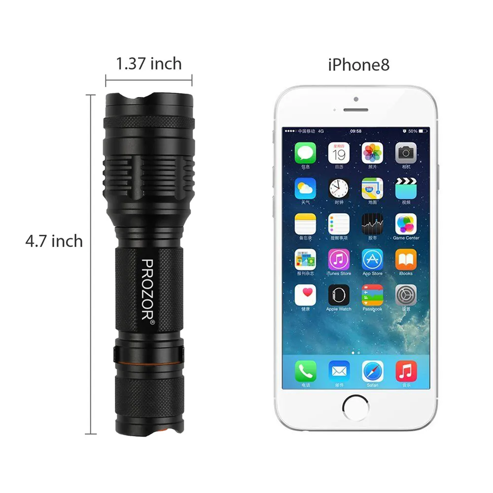 5000LM Adjustable 7 Modes T6 Zoomable LED Flashlight Portable Torch light Searching Lamp + 2x18650 battery charger | Освещение