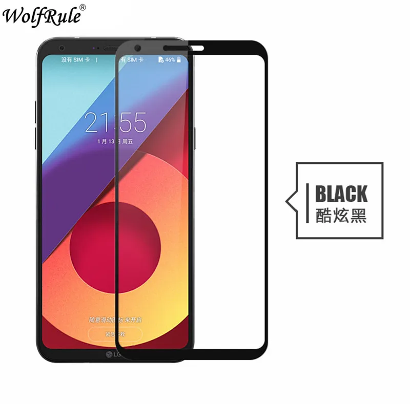 2 шт Защитное стекло для LG Q6 Стекло 9H закаленное стекло для LG Q6 полное покрытие стекло для LG Q6/Q6 Alpha M700 плёнка wolfrule - Цвет: Black