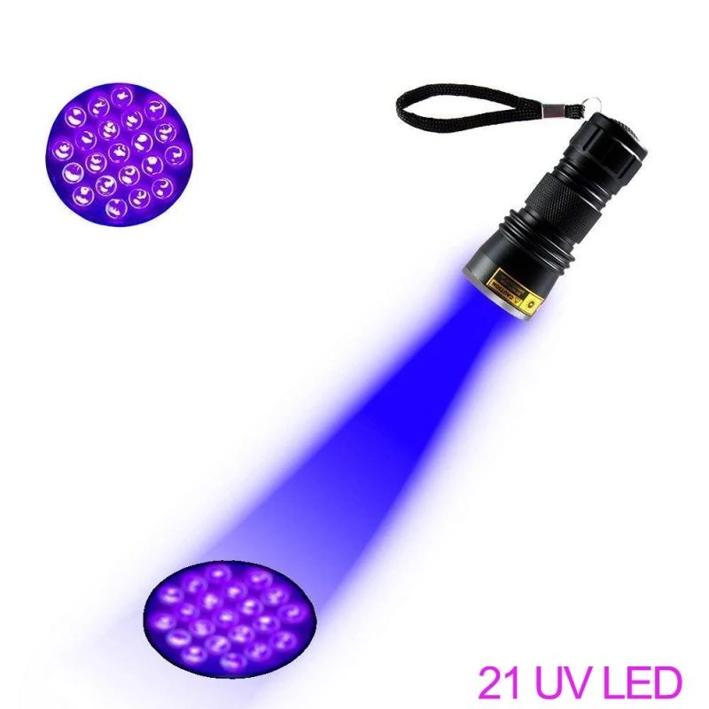 21LED УФ фонарик 395 400nm ультрафиолетовый свет черный лампы для кемпинга проверка