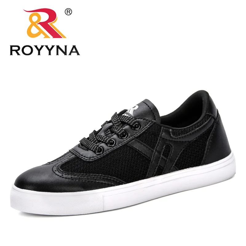 Black ROYYNA/ г. Повседневная Студенческая обувь женские кроссовки для девочек модная обувь на плоской подошве со шнуровкой тонкие Sapatilha Feminina Sapatilhas - Цвет: Black