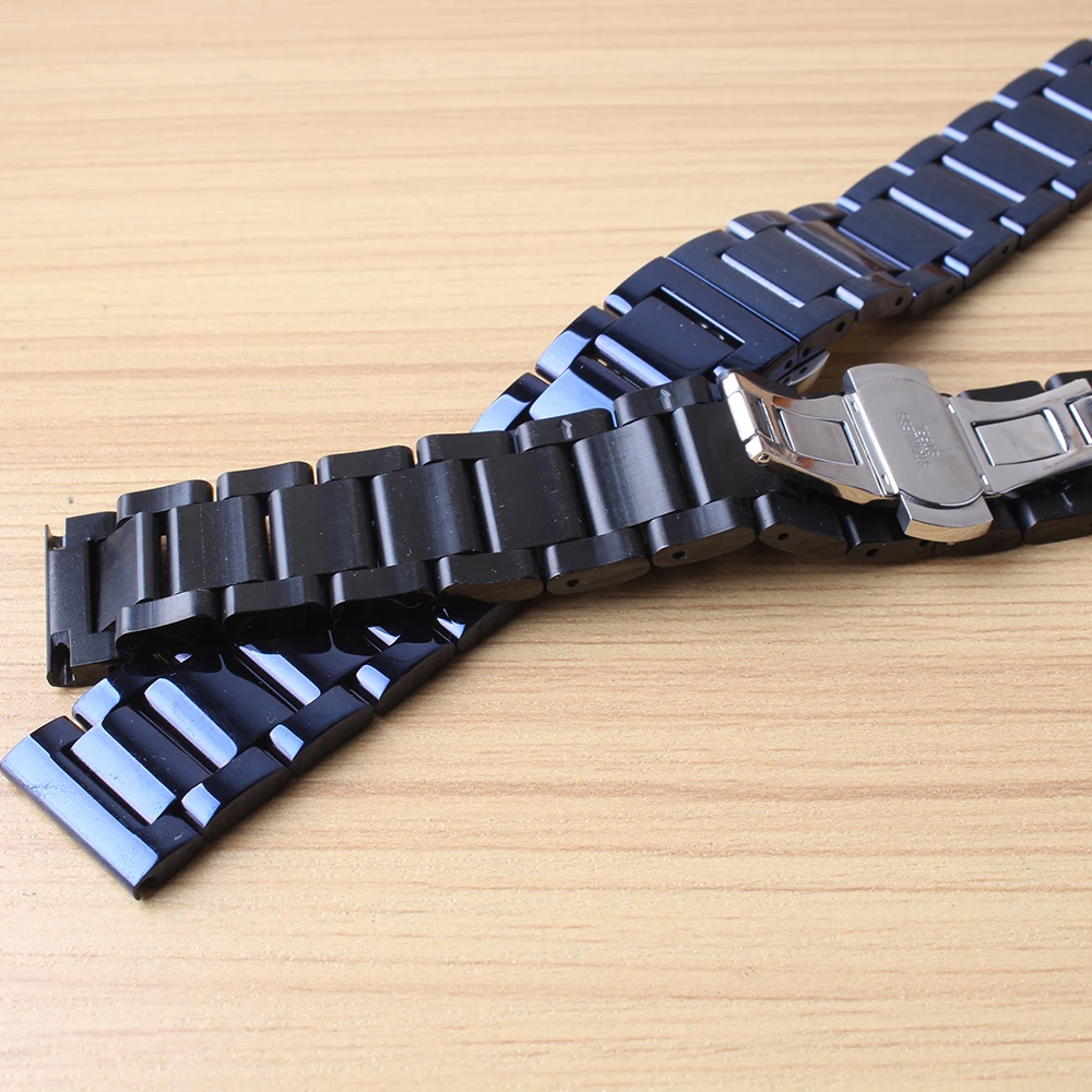 

20mm 22mm Watchband strap blue black Polished stainless steel metal watch bands bracelet for gear S2 ,Gear S3 STRAIGHT ENDS NEW