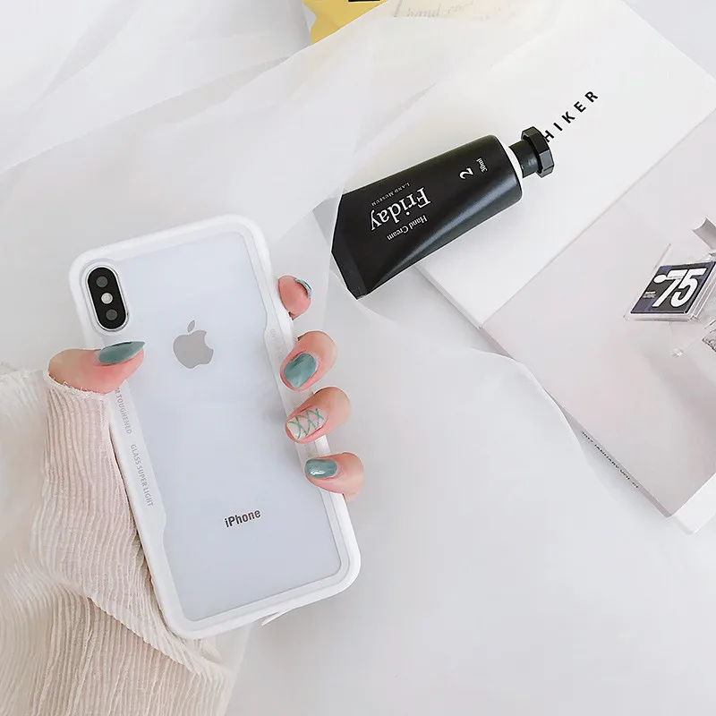 Простой однотонный Прозрачный чехол для телефона iPhone 6 Puls S 7 8 X XS полная защита