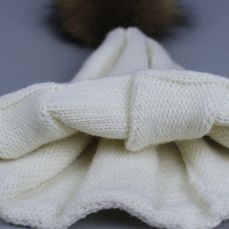 

Women winter hat beanies cap for girl fur pom poms and knitted hat Skullies Bonnets Knit Hat female pointy Adult cap 2017 New