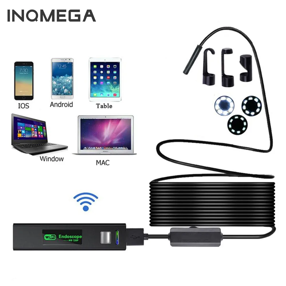 INQMEGA WIFI эндоскоп камера HD 1200P 1-5 м Мини IP67 Водонепроницаемый Жесткий провод